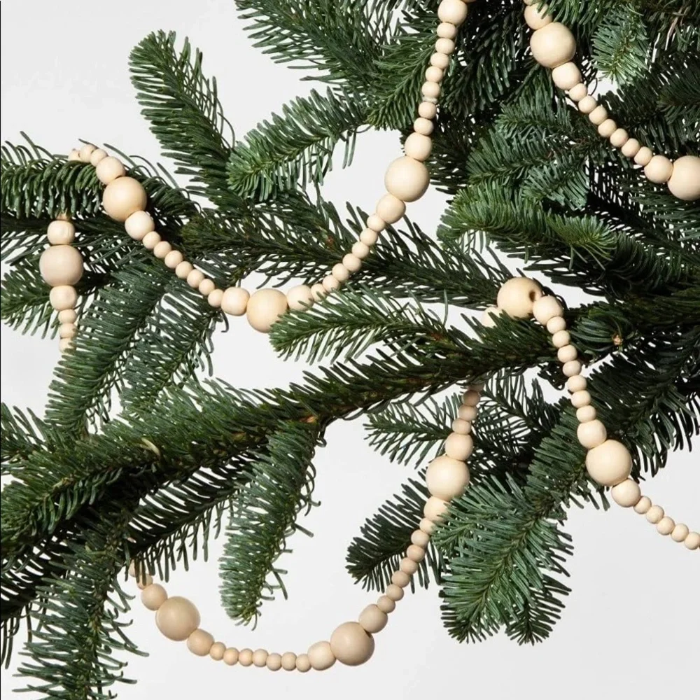 Hearth & Hand with Magnolia 12' Natural Wood Bead Garland Christmas